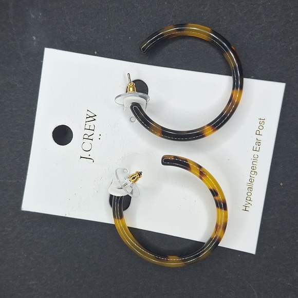 J.crew tortoise shell hoop earrings Hypoallergenic Jewelry - Picture 1 of 4